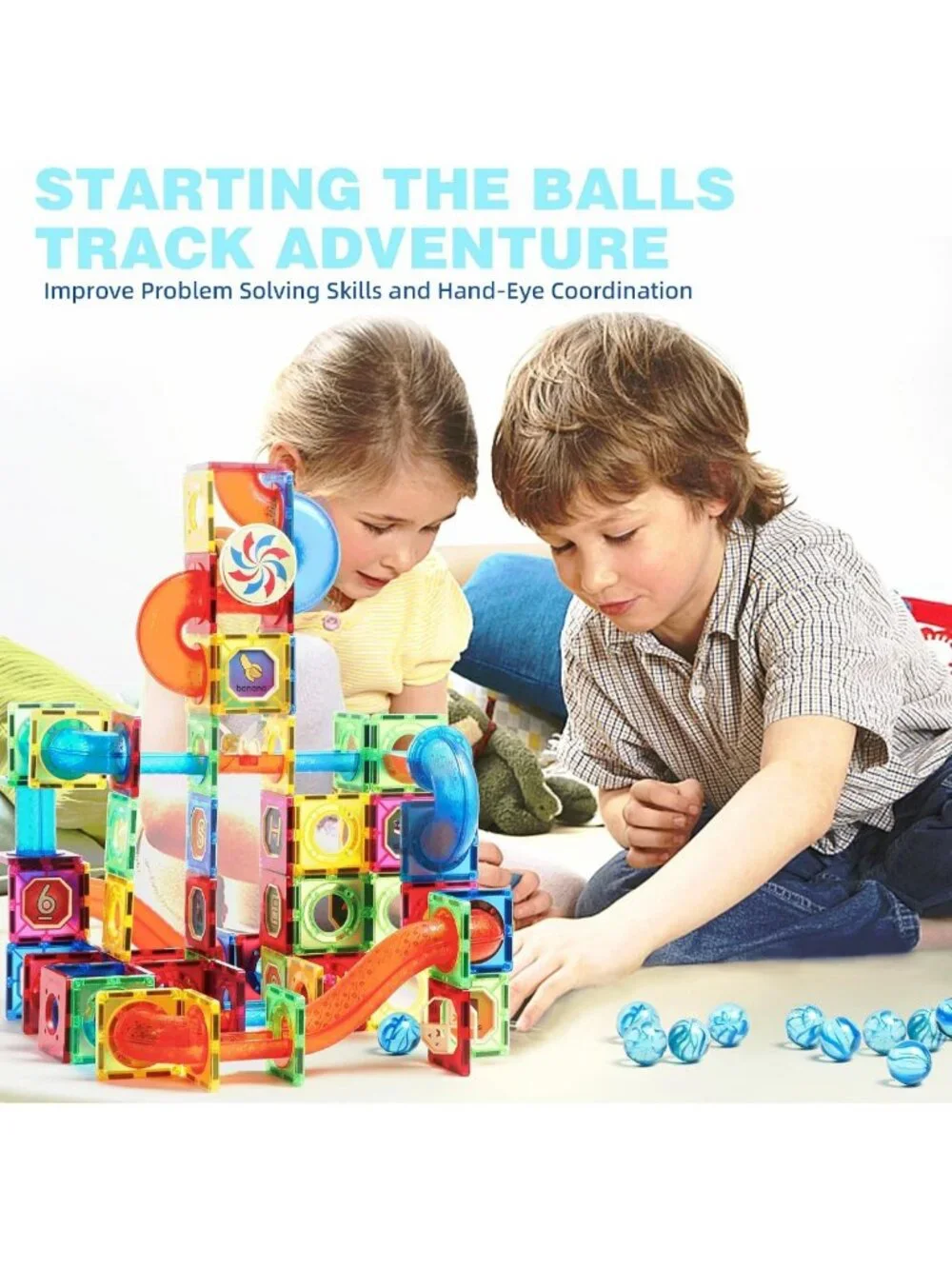 176PCS Magnetic Building Tiles Set - Marble Run Blocks for Ages 8+ - STEM Toy